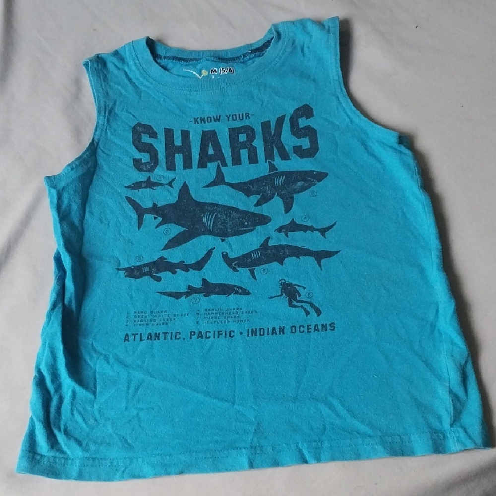 Jumping Beans Know Your Sharks Blue Tank 5/6